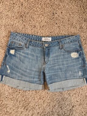 Aeropostale Light Blue Distressed Cuffed Denim Shorts
